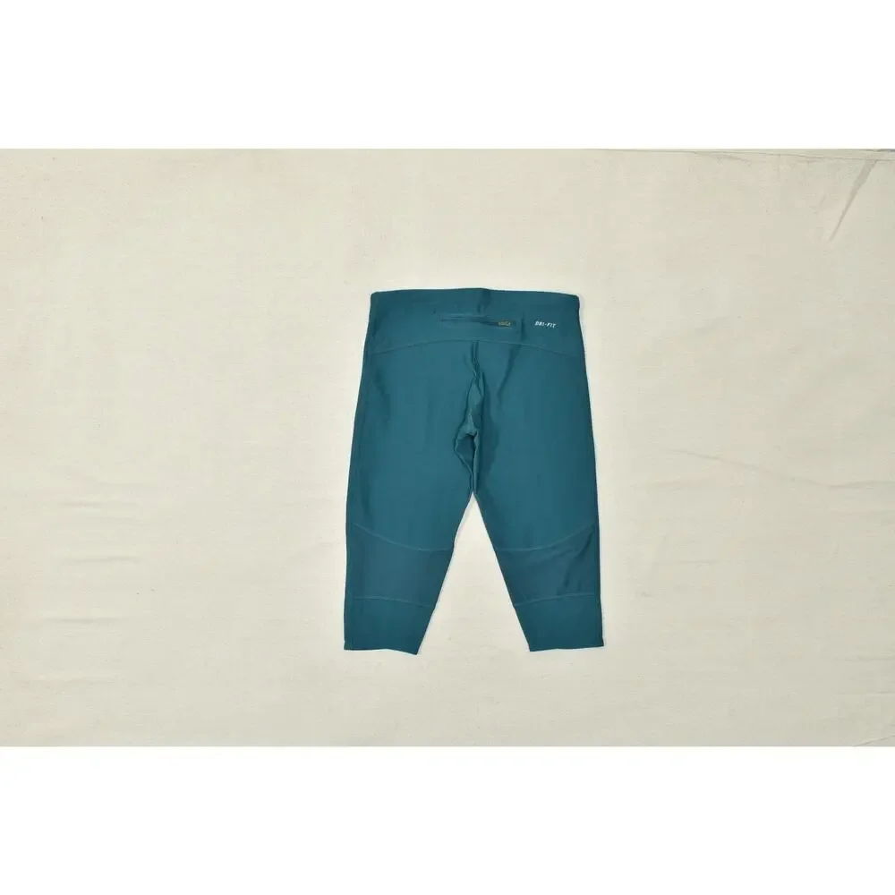 Nike Dri-Fit Women's XS Running Cropped Leggings Teal Mesh Panel Reflective